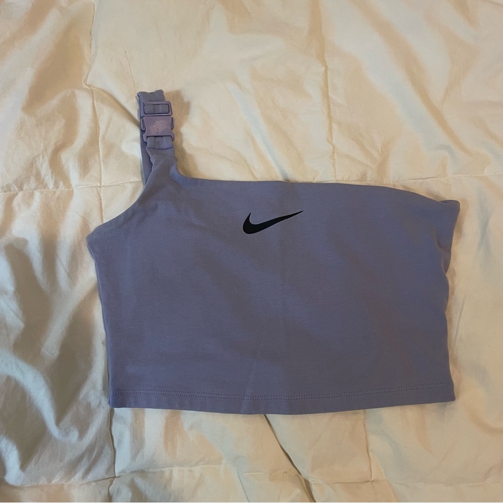 nike purple one shoulder crop top